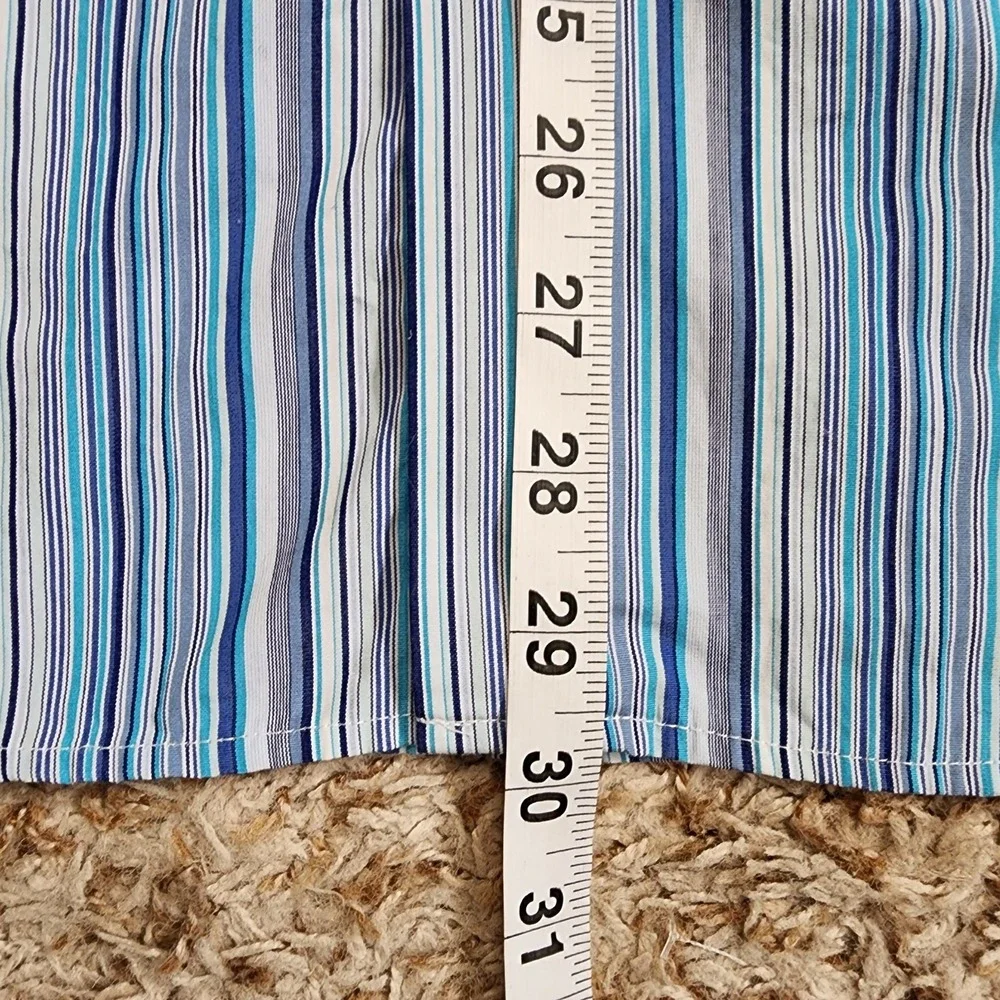 Tallia Blue Purple Striped Men Sz M 15.5 Long Sleeve Button‎ Up Dress Shirt
